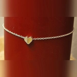 11" Large 3D Puffed Sliding Heart Anklet Stainless Steel Ankle Bracelet Extender
